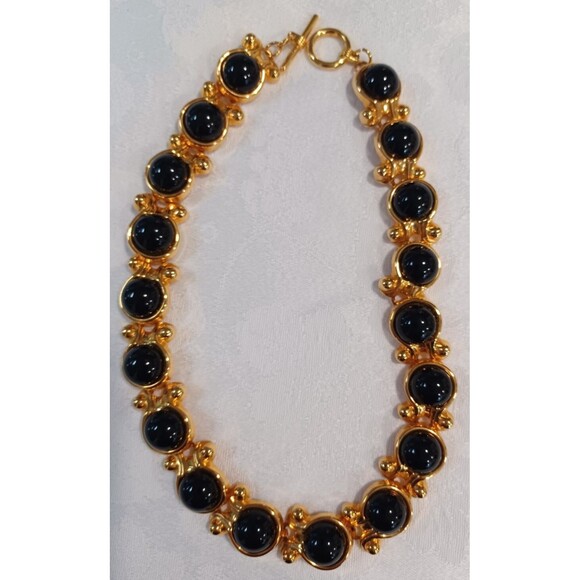 LOT OF BLACK, GOLD TONE NECKLACES, EARRINGS UNBRANDED 11 PIECES - Picture 4 of 16